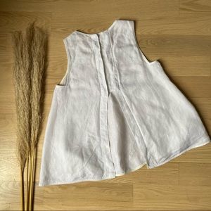 Club Monaco White Linen Open Back Sleeveless Top